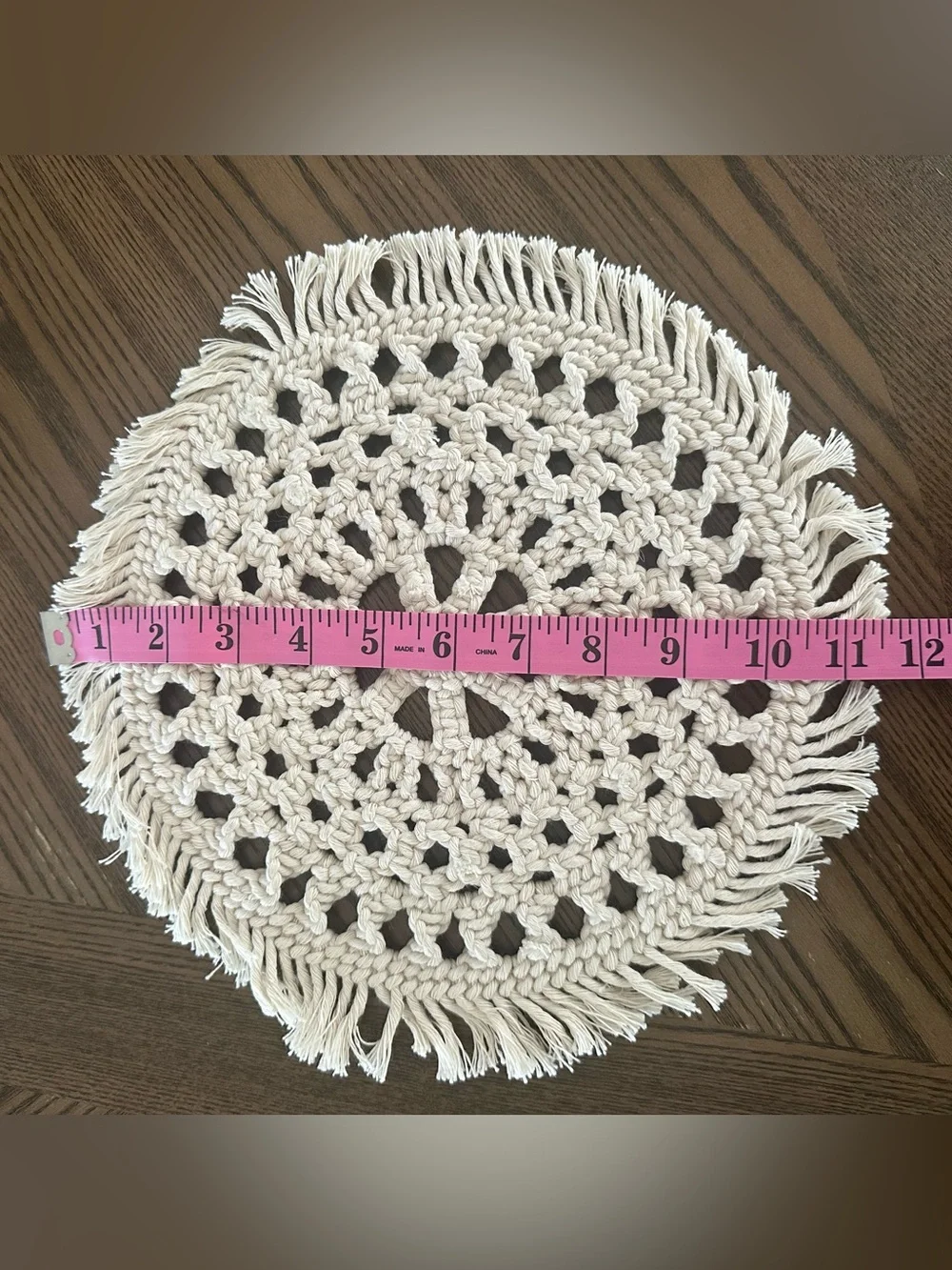 Macramé Round Placemat in Cream
